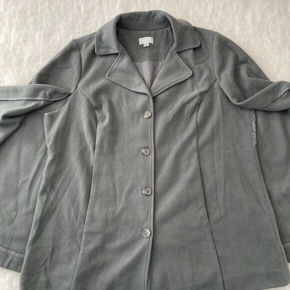 Joan Rivers Womens Gray Tweed Button Front Cape Coat Size 1X - Picture 3 of 9